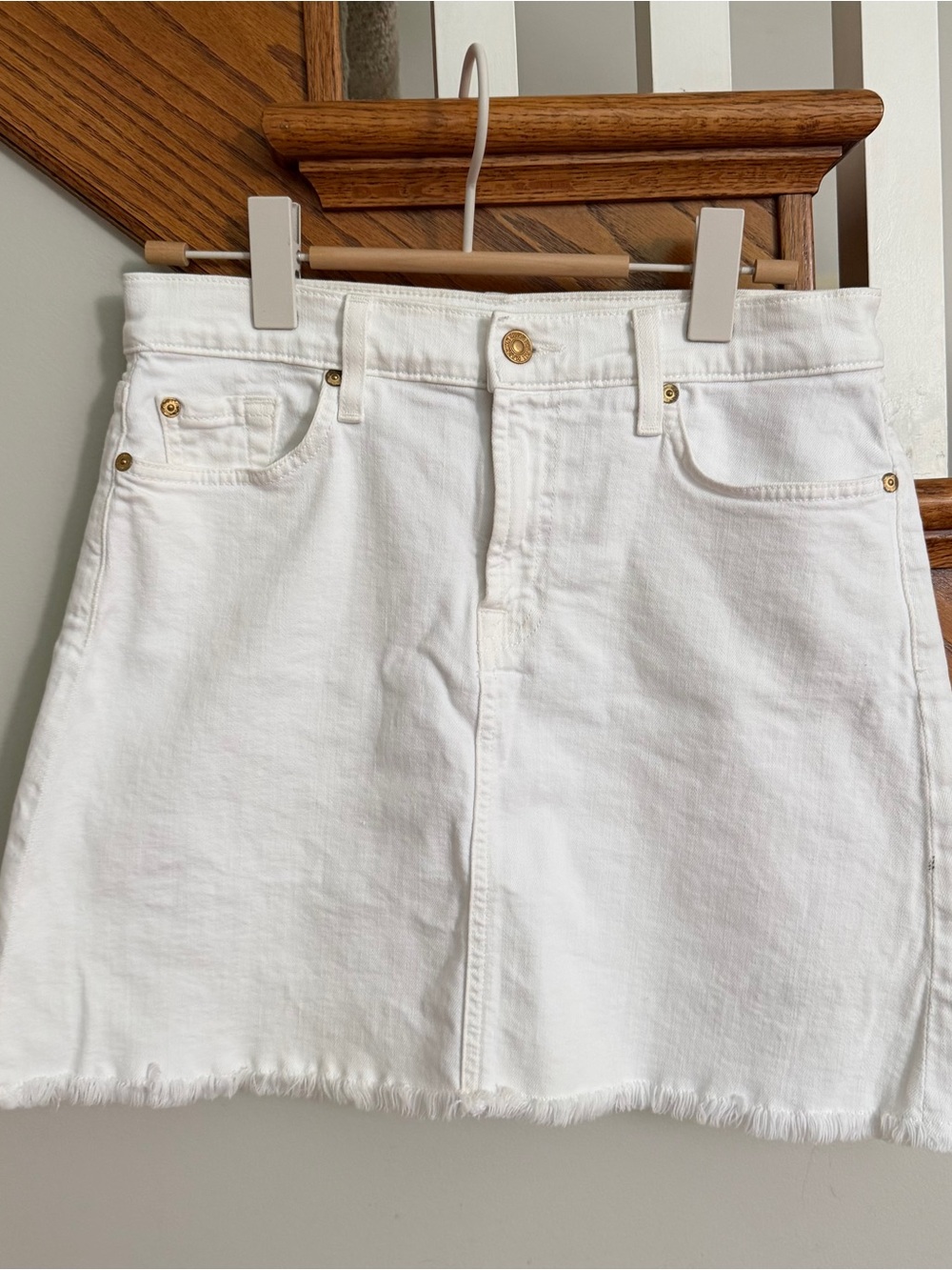 7 for all Mankind White Denim Skirt